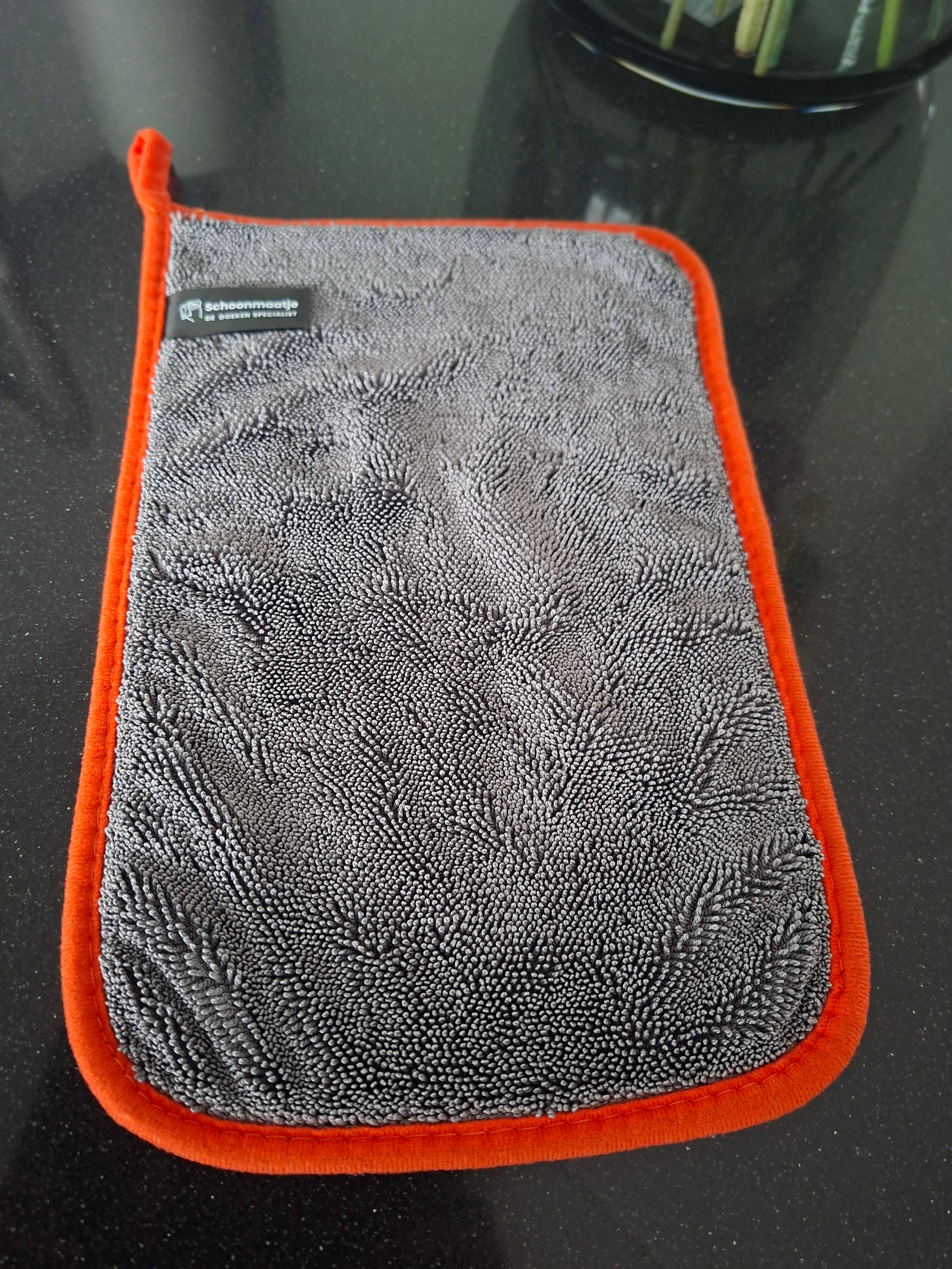 Premium doek small – 20x30 GRIJS met ORANJE rand