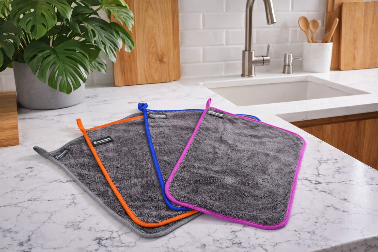 Premium doek small – 20x30 GRIJS met BLAUWE rand