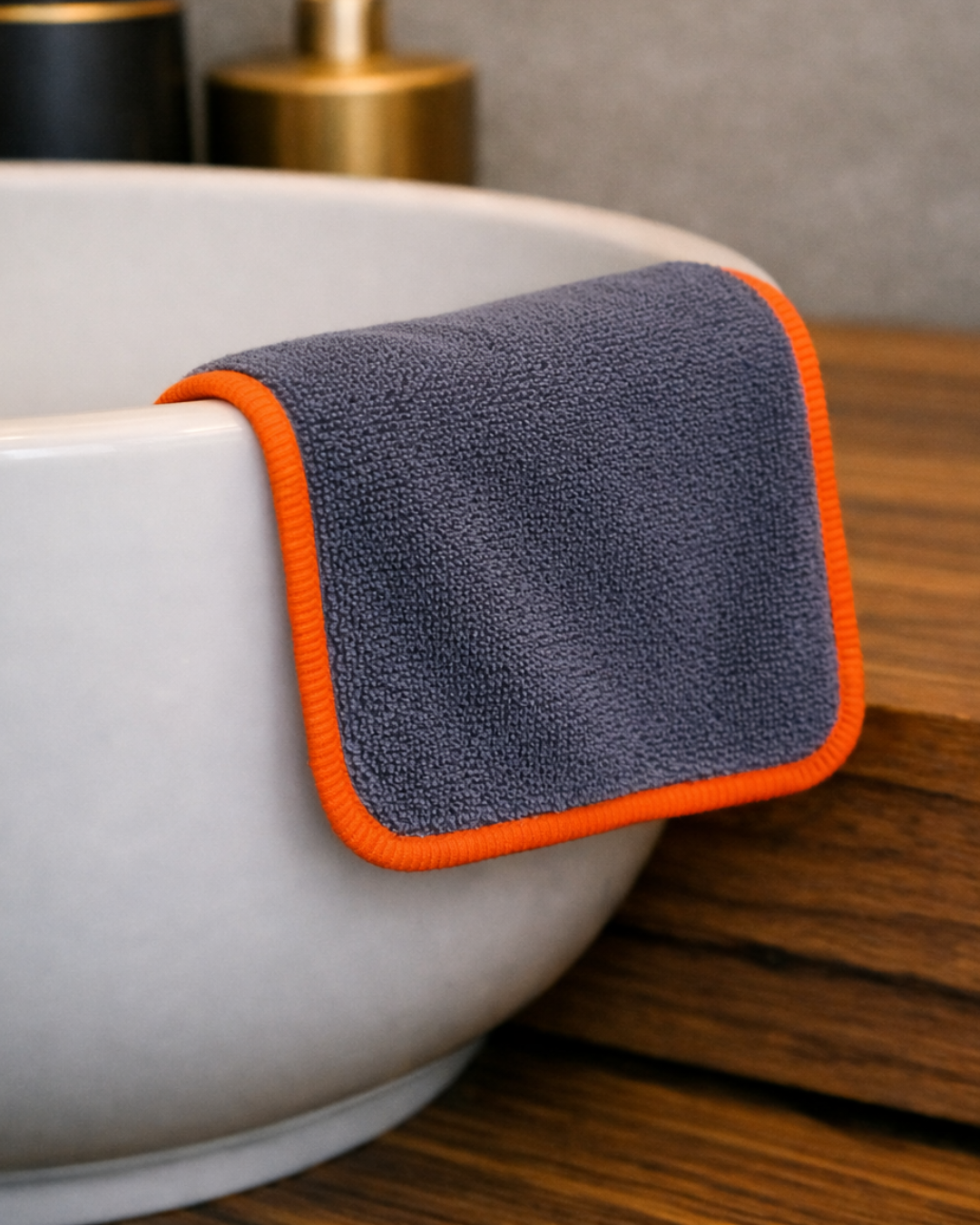 Premium doek small – 20x30 GRIJS met ORANJE rand