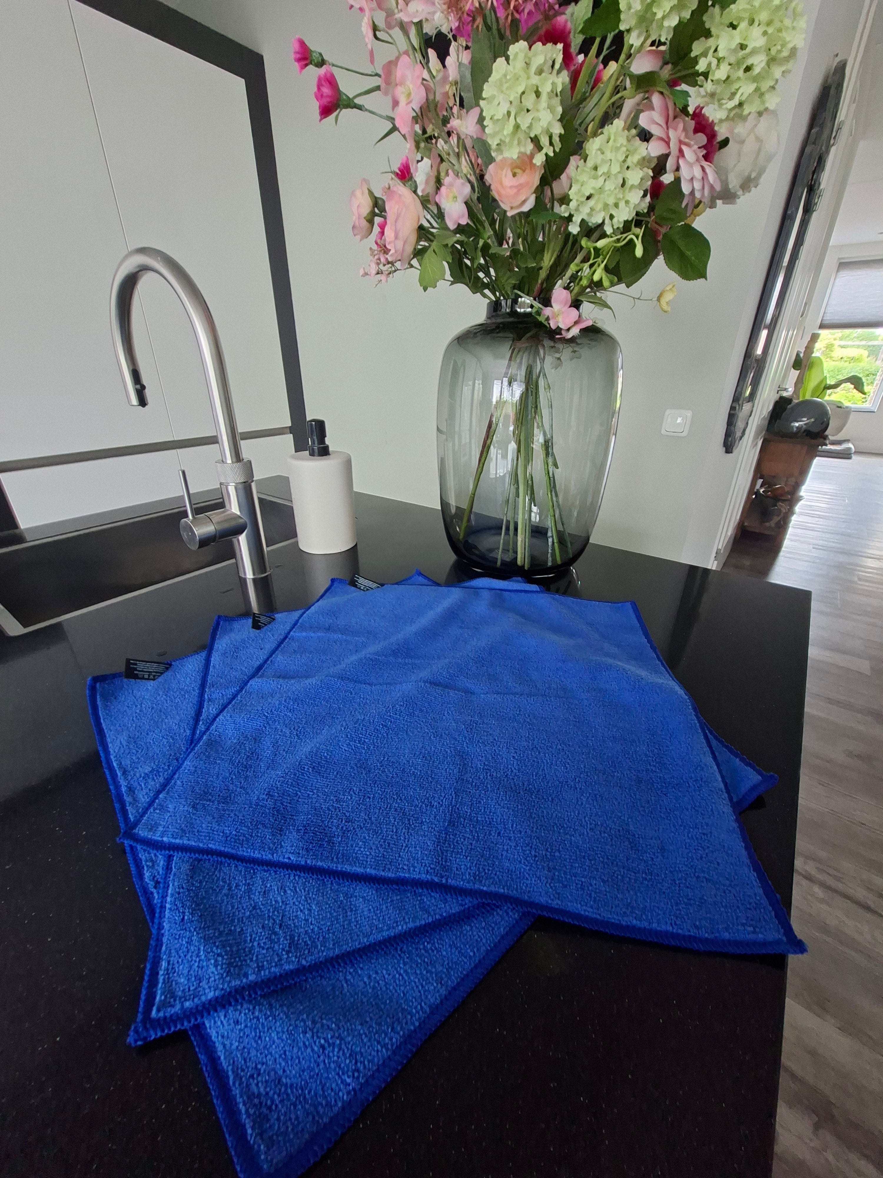 Schoonmaatje vaatdoek 40x40 3 stuks BLAUW ACTIE